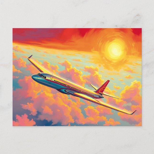 Segelflugzeug - Lebendiger malerischer Kunststil Postkarte (Vorderseite)