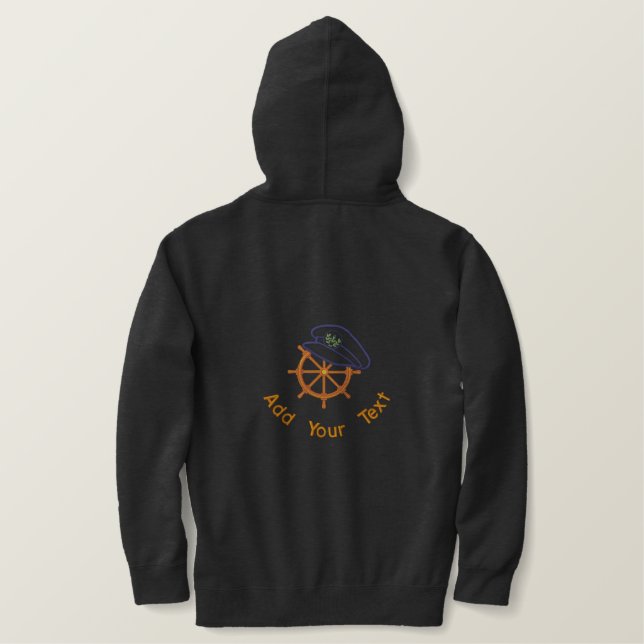 Segelführungsrad Bestickter Hoodie (Design Rückseite)