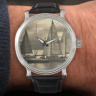 Segeljachten in Sepia Tones Armbanduhr