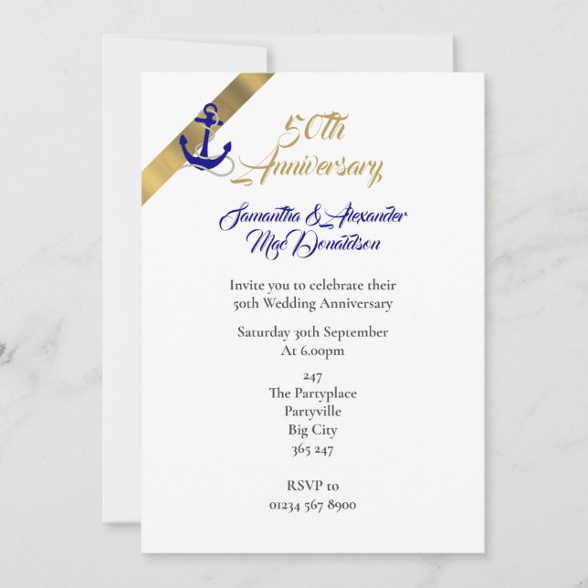 Segeljubiläum 50. Hochzeit Einladung (Vorderseite)