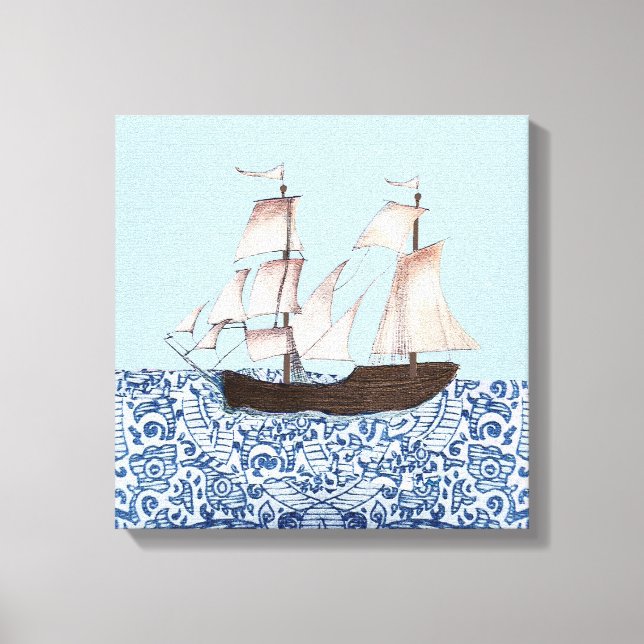 Segelmauer, Mayflower Ship Art, Leinwanddruck (Vorderseite)