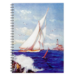 Segeln am Leuchtturm von Albert B. Zeichen Notizblock