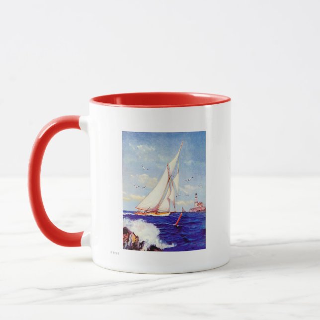 Segeln am Leuchtturm von Albert B. Zeichen Tasse (Links)