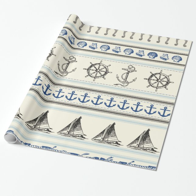 Segeln-Anker-Seeseil-Knoten-Packpapier Geschenkpapier (Ungerollt)
