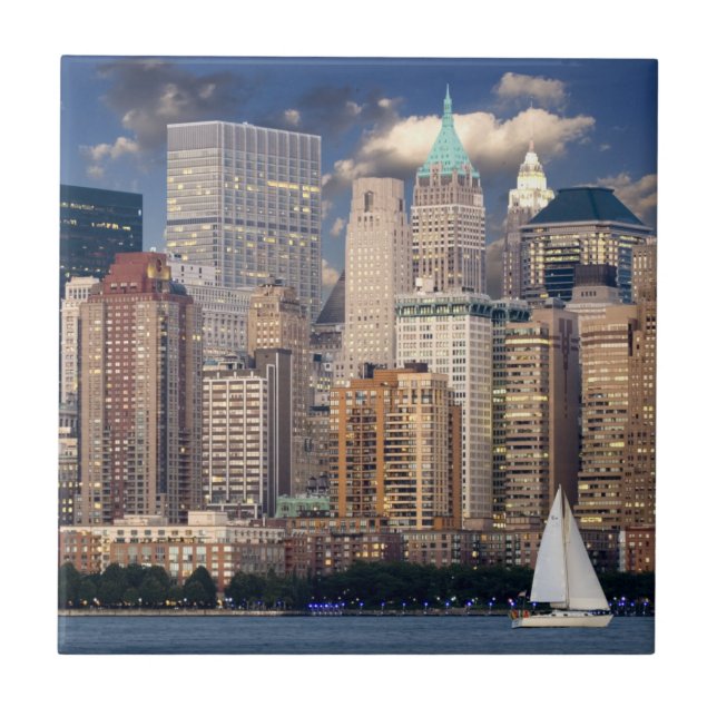 Segeln auf dem Hudson River in New York Fliese (Vorderseite)