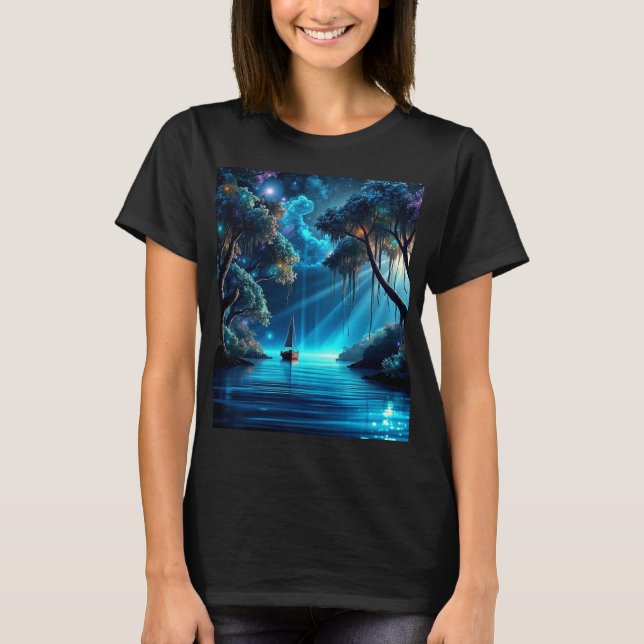 Segeln auf einer schönen Nacht T-Shirt (Vorderseite)