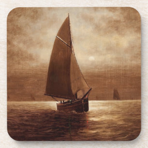 Segeln bei Nacht (ca. 1900) Elbridge Wesley Webb Getränkeuntersetzer