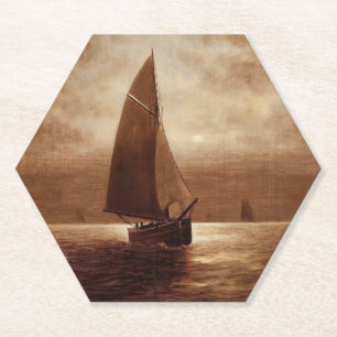 Segeln bei Nacht (ca. 1900) Elbridge Wesley Webb Untersetzer