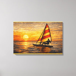 Segeln bei Sonnenuntergang Leinwand-Wandkunst Leinwanddruck