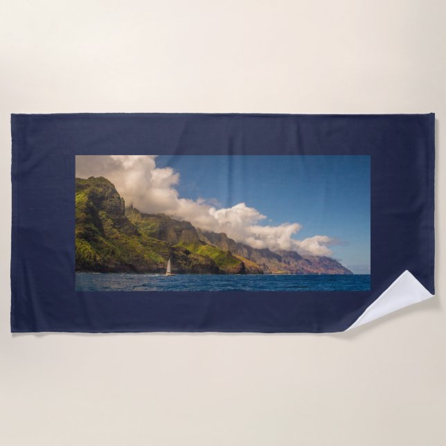 Segeln der Küstenlinie Strandtuch (Vorderseite)