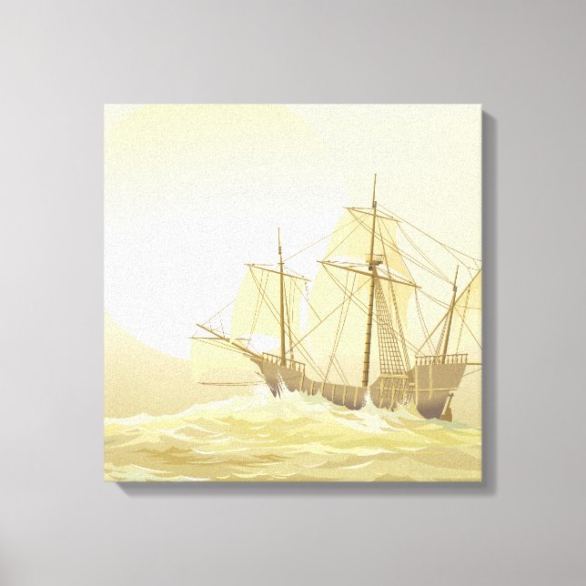 Segeln des Sea Gold Sunset Leinwanddruck (Vorderseite)