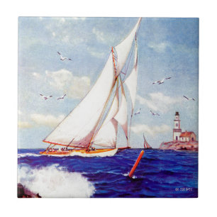 Segeln durch den Leuchtturm durch Albert B. Marks Fliese