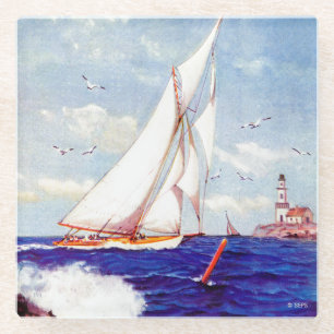 Segeln durch den Leuchtturm durch Albert B. Marks Glasuntersetzer