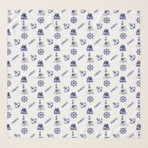 Segeln Illustration Rpt Pattern Navy Blue+White