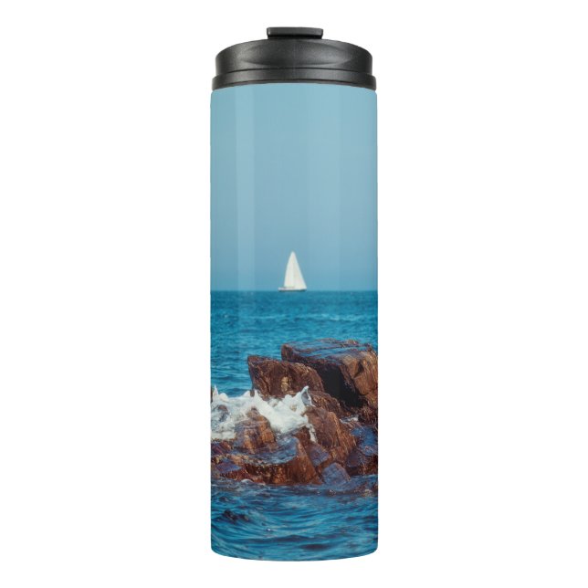 Segeln im Atlantik Thermosbecher (Vorderseite)