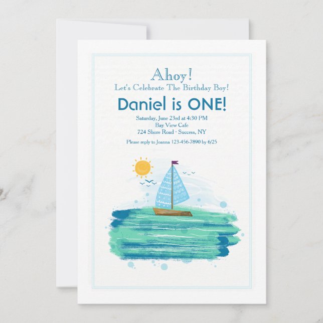 Segeln im Sonnenschein Einladung (Vorderseite)