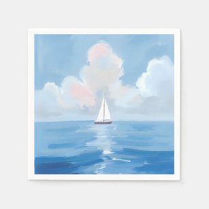 Segeln in Blau Küsten-Segelschiff-Ozean-Malerei Serviette