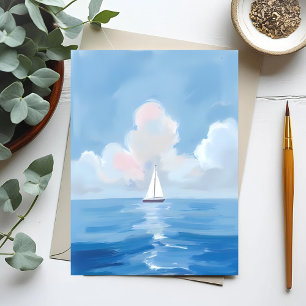 Segeln in Blau   Küstensegler Ozeanmalerei Postkarte