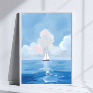 Segeln in Blue Küstenschiff Ozeanmalerei Poster