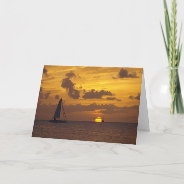 Segeln in den Sonnenuntergang Karte (Vorderseite)