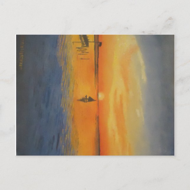 Segeln in einen LBI-Sonnenuntergang Postkarte (Vorderseite)