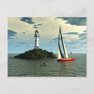 Segeln mit Delphinpostkarte Postkarte