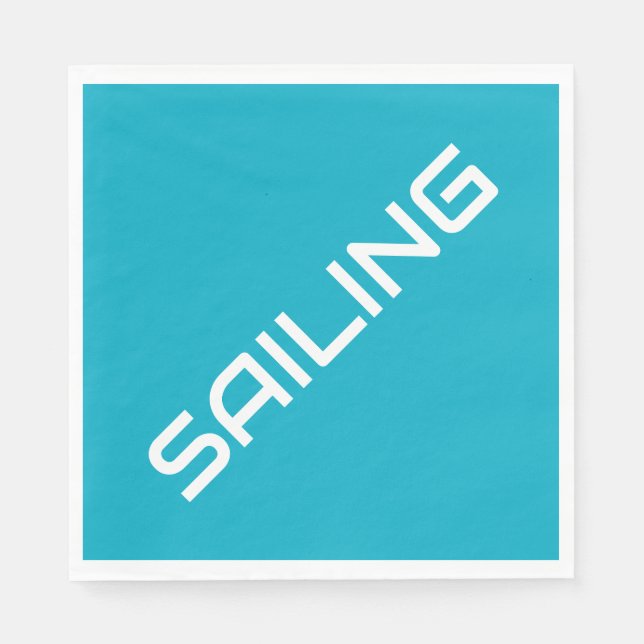 SEGELN Moderner weißer, schlanker Text auf hellen  Serviette (Vorderseite)