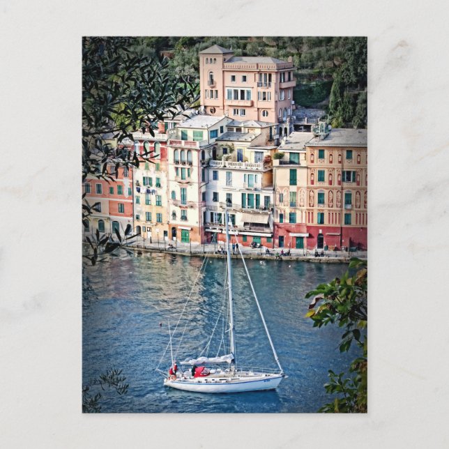 Segeln nach Portofino, Italienische Postkarte (Vorderseite)