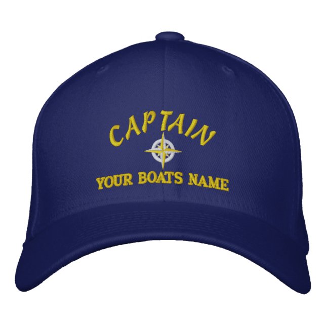 Segeln oder Yachtkapitän mit Schiffskompaß Bestickte Baseballkappe (Vorderseite)