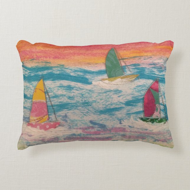Segeln Orange Sky Dekokissen (Vorderseite)