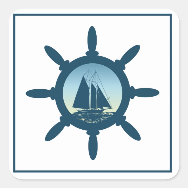 Segeln Quadratischer Aufkleber (Vorderseite)