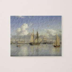 Segeln-Schiffe weg von Kronborg Schloss, Schweden,