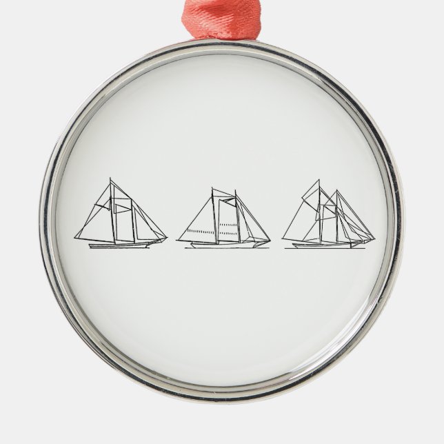 Segeln - Schooner Segelboote Silbernes Ornament (Vorne)