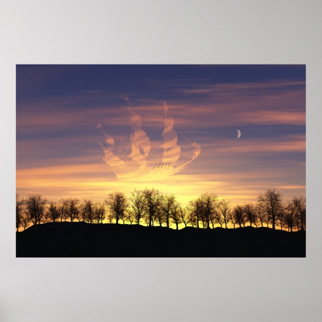 Segeln Sie die nächtliche Sky Print Poster (Vorne)