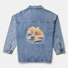Segeln Sunset Coastal Sailor Sommerhochzeit Jeansjacke