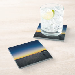 Segeln vom Harbour Blue Yellow Sunset Foto Glasuntersetzer