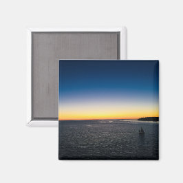 Segeln vom Harbour Yellow Blue Sunset Foto Magnet