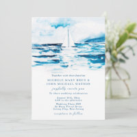 Segeln Wasserfarbe Blaues Meer Sommerhochzeit