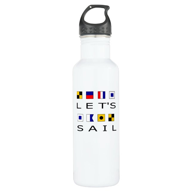Segeln wir farbenfrohe nautische Flaggen Edelstahlflasche (Vorderseite)