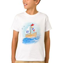 Segelnboots-Kunstnamenzahl auf Segel-T - Shirt