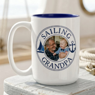 Segelndes Opa Jahr Gegründet Foto Zweifarbige Tasse