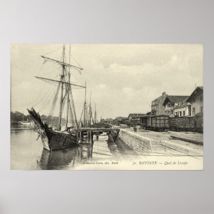 SegelnFrachtschiffe, Bayonne, Frankreich Poster