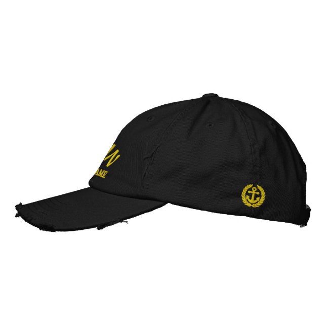Segelnkapitän mit Ankermotiv Bestickte Baseballkappe (Links)