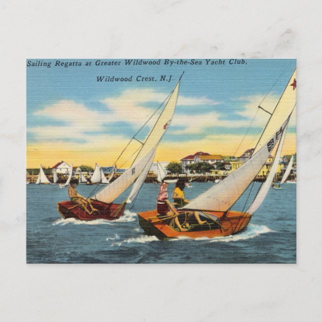 Segelregatta im Wildwood Yacht Club, New Jersey Postkarte (Vorderseite)