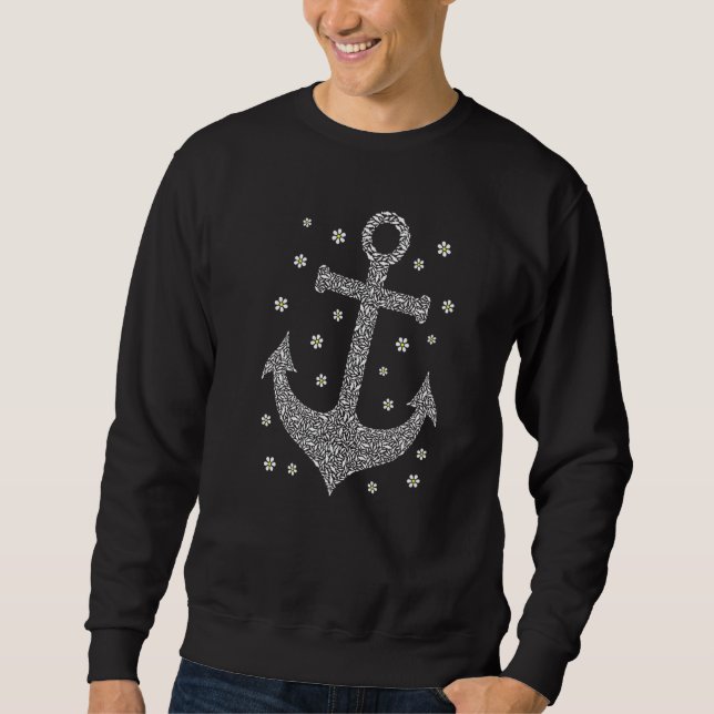 Segelschiff Anchor Blume Fischen Hauptschiff Seefa Sweatshirt (Vorderseite)