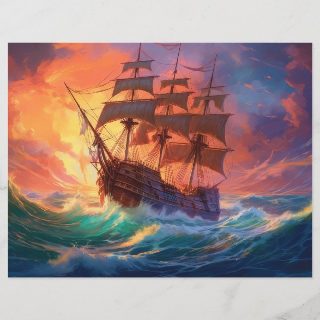 Segelschiff auf einem Sturmmeer (Vorderseite)