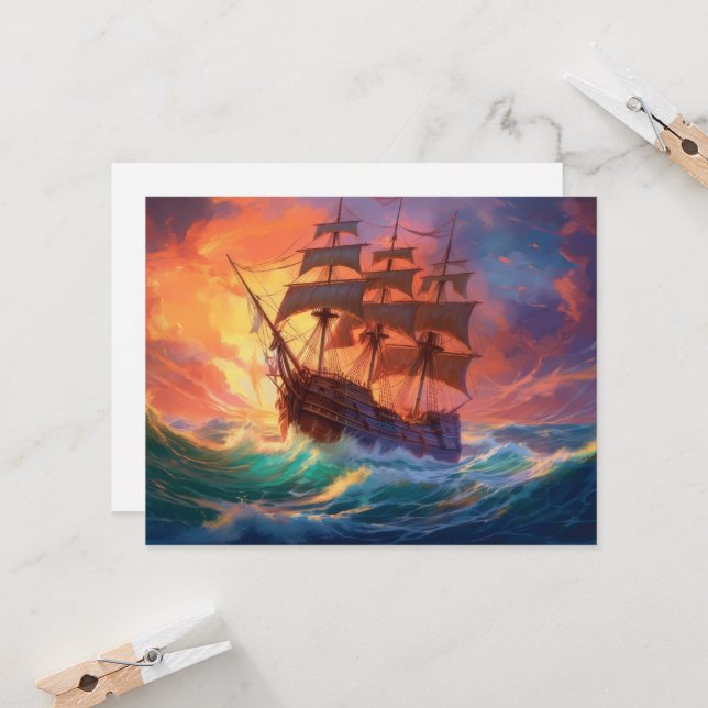 Segelschiff auf einem Sturmmeer (Vorderseite/Rückseite Beispiel)