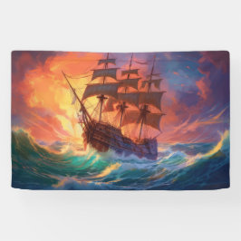 Segelschiff auf einem Sturmmeer Banner