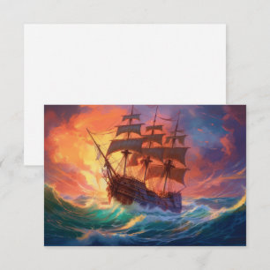 Segelschiff auf einem Sturmmeer Dankeskarte