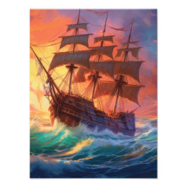 Segelschiff auf einem Sturmmeer Fotodruck